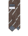 Ice Blue Stripe Taupe Brown Printed Cashmere Wool Tie