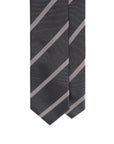 Silver Stripe Charcoal Gray Woven Silk Tie