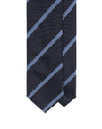Dusty Blue Stripe Dark Navy Woven Silk Tie
