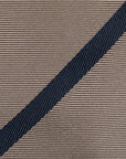 Navy Stripe Sand Beige Woven Silk Tie