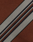 Multi-Stripe Rust Brown & Silver Gray Woven Silk Tie