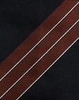 Multi-Stripe Dark Navy, Rust Brown & Gray Woven Silk Tie