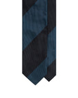 Block Stripe Dark Navy & Teal Blue Woven Silk Tie
