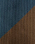 Block Stripe Camel Brown & Teal Blue Woven Silk Tie