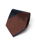 Block Stripe Rust Brown & Dark Navy Woven Silk Tie
