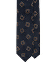 Geometric Square Pattern Dark Navy Woven Silk Tie