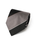 Block Stripe Black & Silver Grey Woven Silk Tie