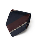 Dark Navy & Burgundy Stripe Woven Silk Tie