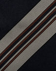 Multi-Stripe Dark Navy, Ivory & Brown Woven Silk Tie