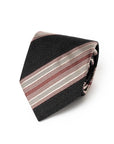 Multi-Stripe Dusty Pink & Charcoal Gray Woven Silk Tie
