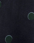 Green Circle Dot Pattern Dark Navy Woven Silk Tie