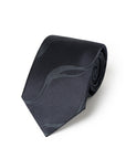 Tone-on-Tone Wave Pattern Dark Navy Woven Silk Tie