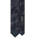 Tone-on-Tone Wave Pattern Dark Navy Woven Silk Tie