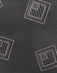 Square Medallion Pattern Charcoal Gray Woven Silk Tie