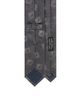 Square Medallion Pattern Charcoal Gray Woven Silk Tie