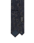 Square Medallion Pattern Dark Navy Woven Silk Tie