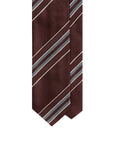 Multi-Stripe Burgundy, Blue Gray & Ivory Woven Silk Tie