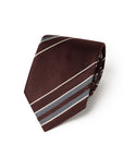 Multi-Stripe Burgundy, Blue Gray & Ivory Woven Silk Tie