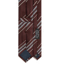 Multi-Stripe Burgundy, Blue Gray & Ivory Woven Silk Tie