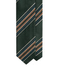 Multi-Stripe Dark Green, Teal Blue & Camel Brown Woven Silk Tie