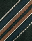Multi-Stripe Dark Green, Teal Blue & Camel Brown Woven Silk Tie