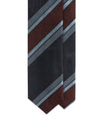 Multi-Stripe Dark Navy, Burgundy, Blue & Grey Woven Silk Tie