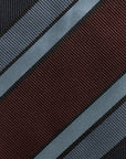 Multi-Stripe Dark Navy, Burgundy, Blue & Grey Woven Silk Tie