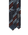 Multi-Stripe Dark Navy, Burgundy, Blue & Grey Woven Silk Tie