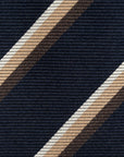 Signature Stripe Dark Navy, Camel & Ivory Wool-Silk Tie