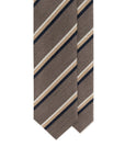 Signature Stripe Taupe Brown, Navy & Ivory Wool-Silk Tie