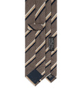 Signature Stripe Taupe Brown, Navy & Ivory Wool-Silk Tie