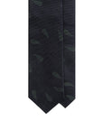 Green Teardrop Pattern Black Woven Silk Tie