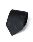 Green Teardrop Pattern Black Woven Silk Tie