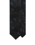 Blue Teardrop Pattern Black Woven Silk Tie