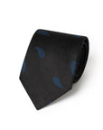 Blue Teardrop Pattern Black Woven Silk Tie