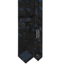 Blue Teardrop Pattern Black Woven Silk Tie