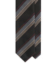 Classic Stripe Black, Blue, Grey & Burgundy Woven Silk Tie