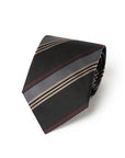 Classic Stripe Black, Blue, Grey & Burgundy Woven Silk Tie