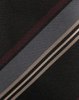 Classic Stripe Black, Blue, Grey & Burgundy Woven Silk Tie