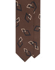 Diamond Link Pattern Brown, Black & Ivory Printed Silk Tie