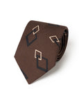 Diamond Link Pattern Brown, Black & Ivory Printed Silk Tie