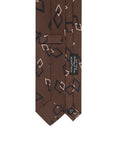 Diamond Link Pattern Brown, Black & Ivory Printed Silk Tie