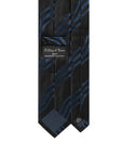 100th Anniversary Geometric Stripe Black & Blue Woven Silk Tie