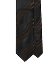 100th Anniversary Geometric Stripe Black & Brown Woven Silk Tie