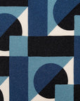 100th Anniversary Geometric Block Pattern Blue, Sky Blue & Ivory Printed Silk Tie