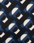 100th Anniversary Geometric Arch Pattern Blue, Black & Ivory Printed Silk Tie