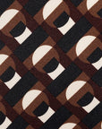100th Anniversary Geometric Arch Pattern Brown, Black & Ivory Printed Silk Tie