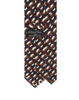 100th Anniversary Geometric Arch Pattern Brown, Black & Ivory Printed Silk Tie
