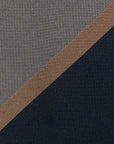Signature Stripe Dark Navy, Silver Grey & Camel Brown Woven Silk Tie