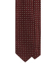 Micro Square Diamond Pattern Burgundy Woven Silk Tie